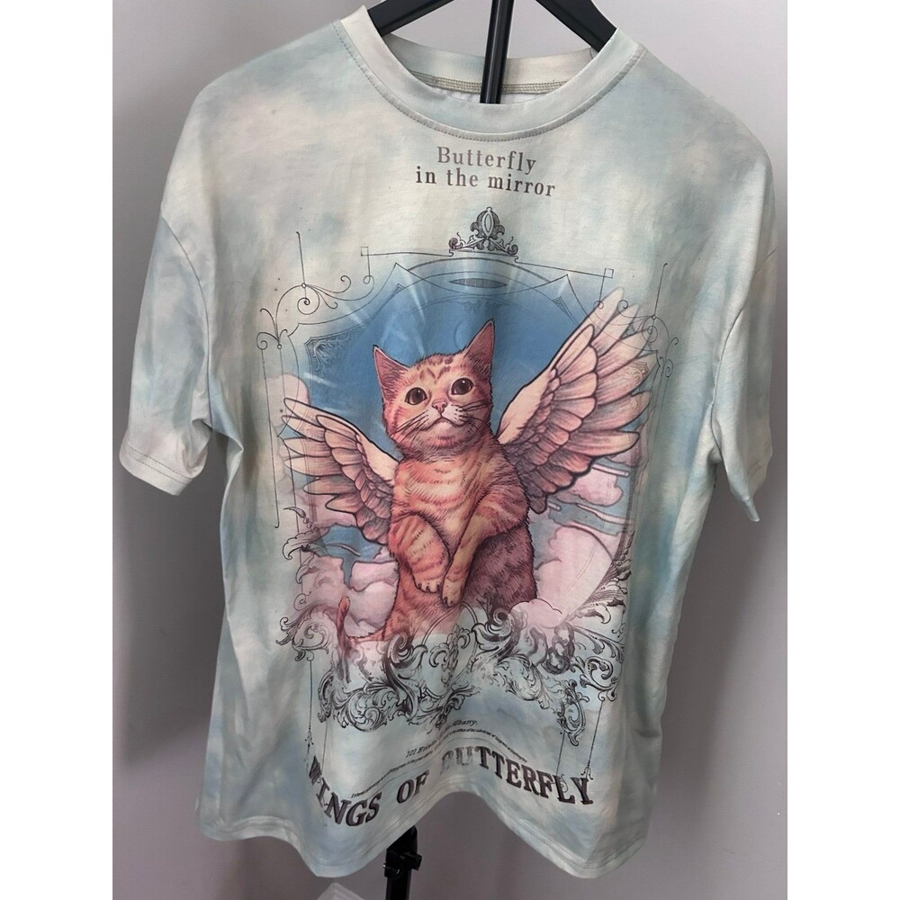 Angel Cat "Wings of Butterfly" Tie Dye Tee - Size M/L